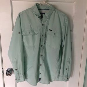 Mint green Patagonia fishing shirt